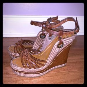Cork and leather MIA wedges